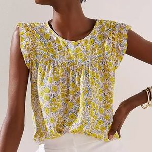 LOFT Sunny Floral Flutter Top